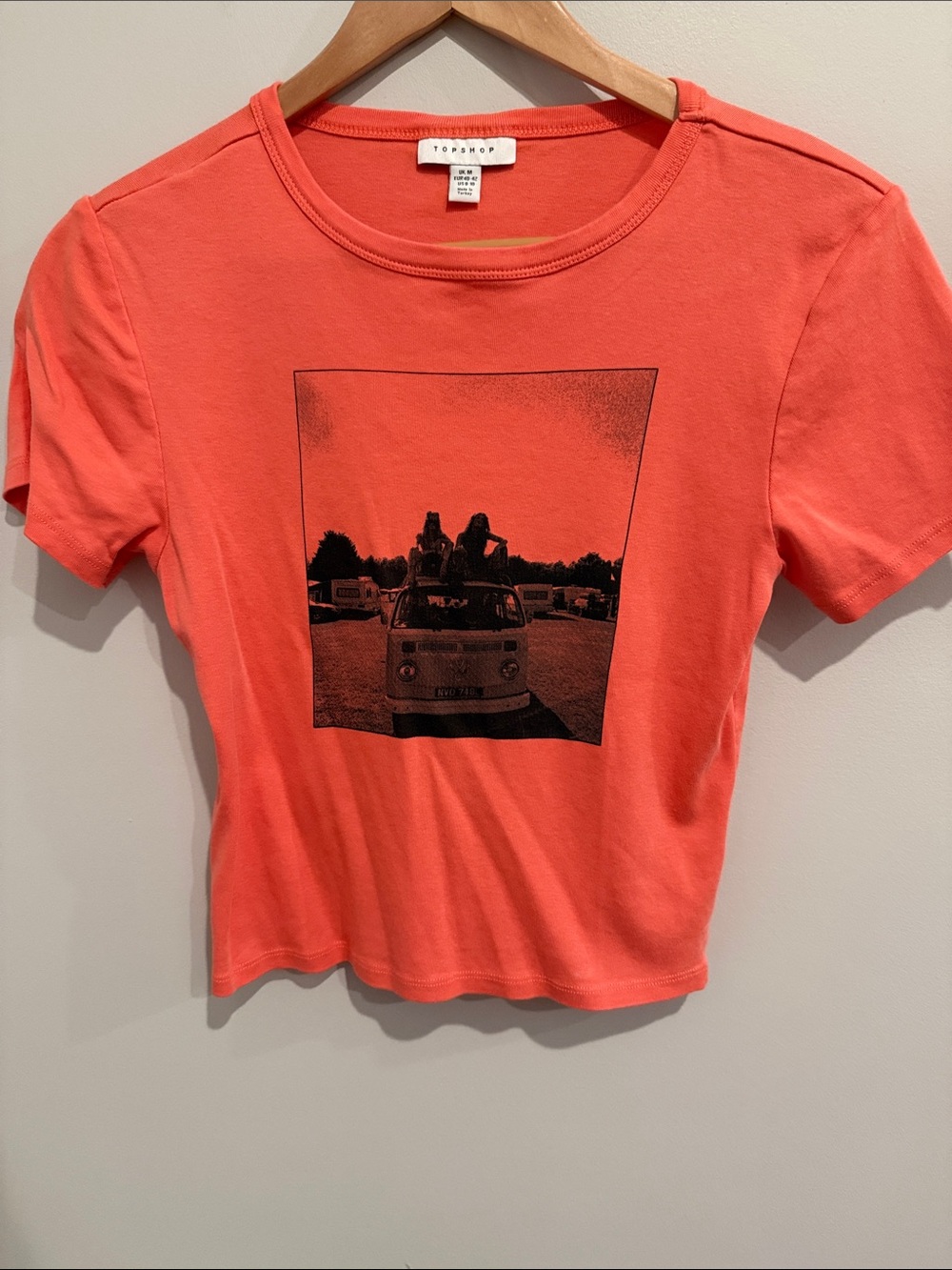Topshop Coral-Orange Photo Print Tee
